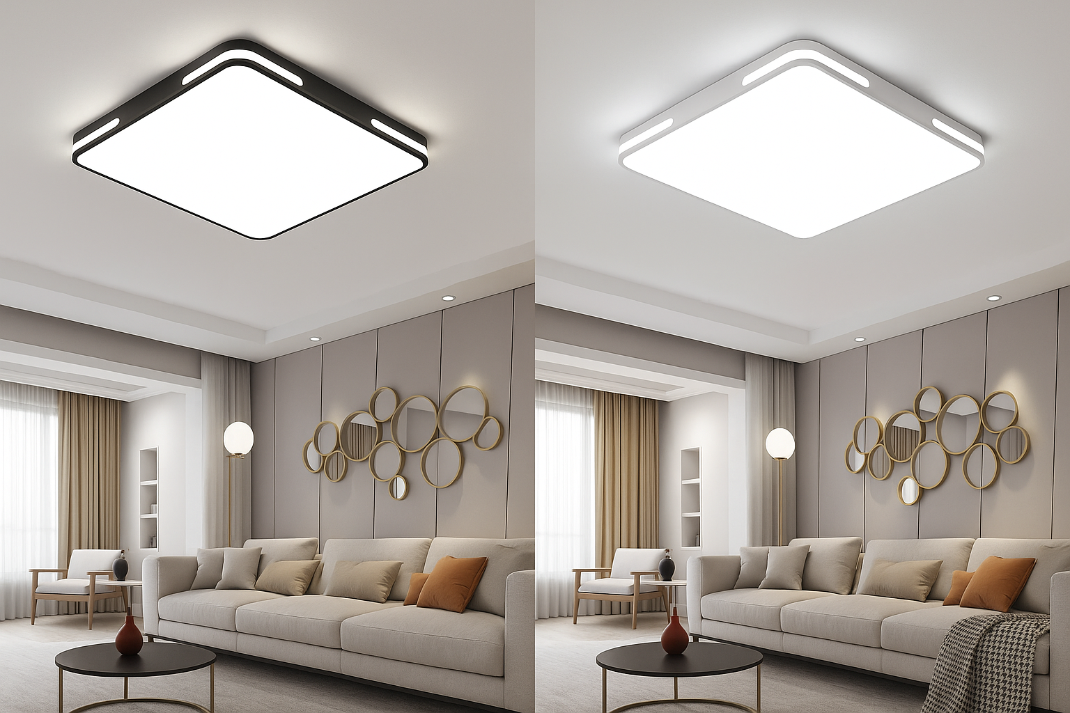 Lumora Plafondlamp – Vierkant Design met 36W LED, Helder Koelwit Licht & IP44 Bescherming