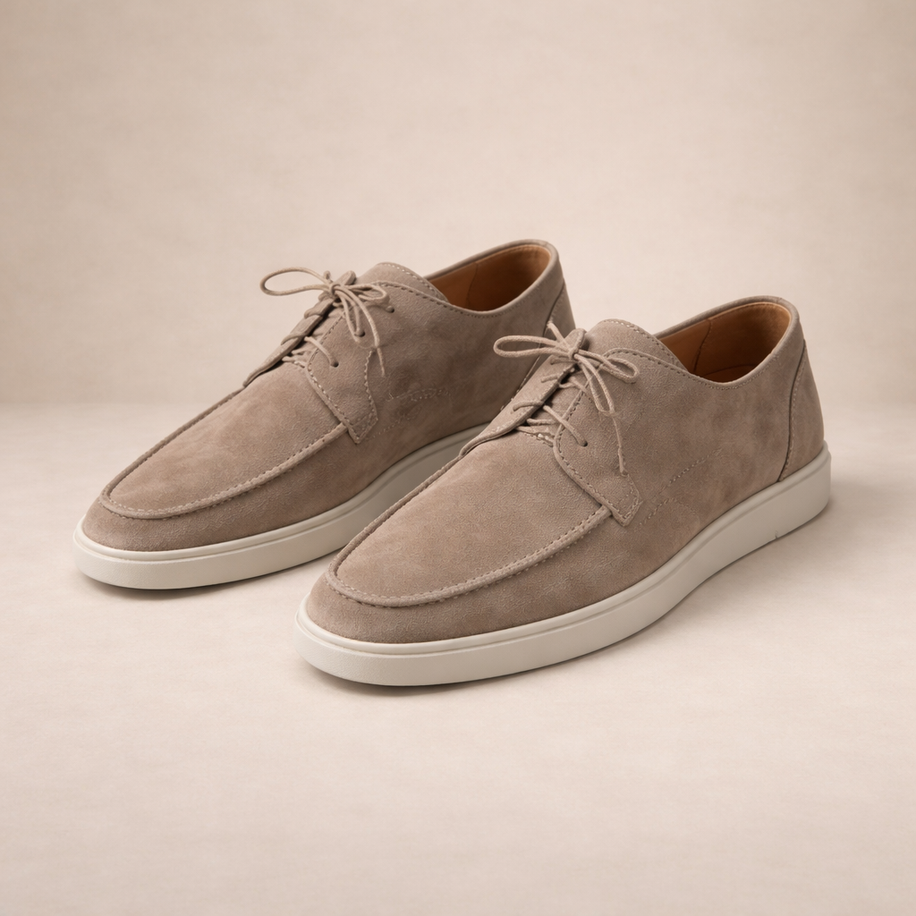 Loafers Suede Heren Regular Fit Leer Vetersluiting Gesloten Neus 0
