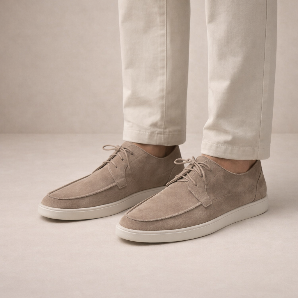 Loafers Suede Heren Regular Fit Leer Vetersluiting Gesloten Neus 1
