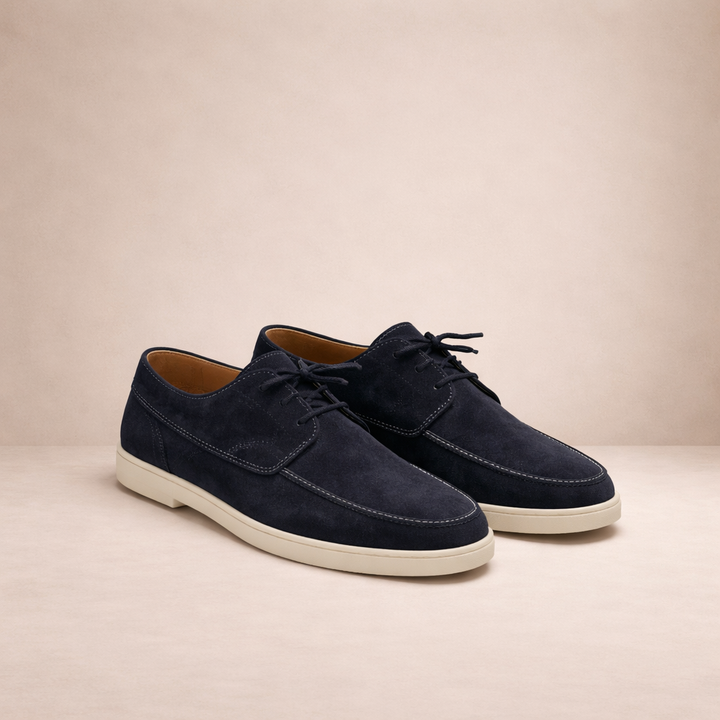 Loafers Suede Heren Regular Fit Leer Vetersluiting Gesloten Neus 2