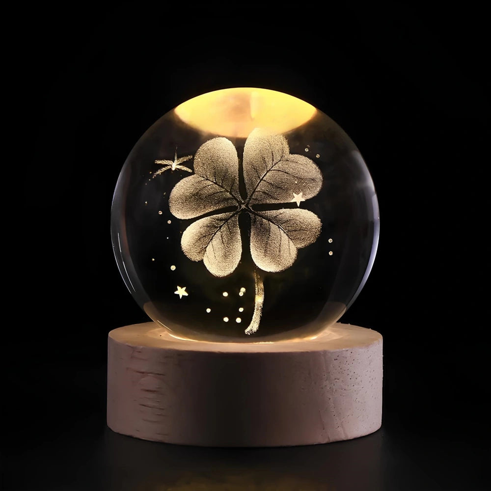 StellaGlow – Lámpara de Bola 3D Kristallen con Grabados Celestiales y Luz Cálida