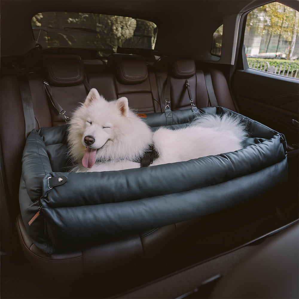 Luxe Kunstleren Hondenautostoel & Reismand met Veiligheidsriemen – Waterbestendig Verhoogd Bed voor Kleine en Middelgrote Honden | Sansoti 10