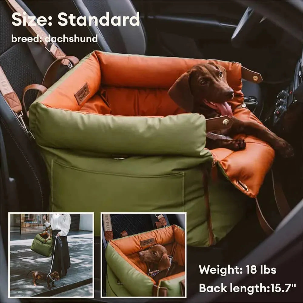 Luxe Kunstleren Hondenautostoel & Reismand met Veiligheidsriemen – Waterbestendig Verhoogd Bed voor Kleine en Middelgrote Honden | Sansoti 6