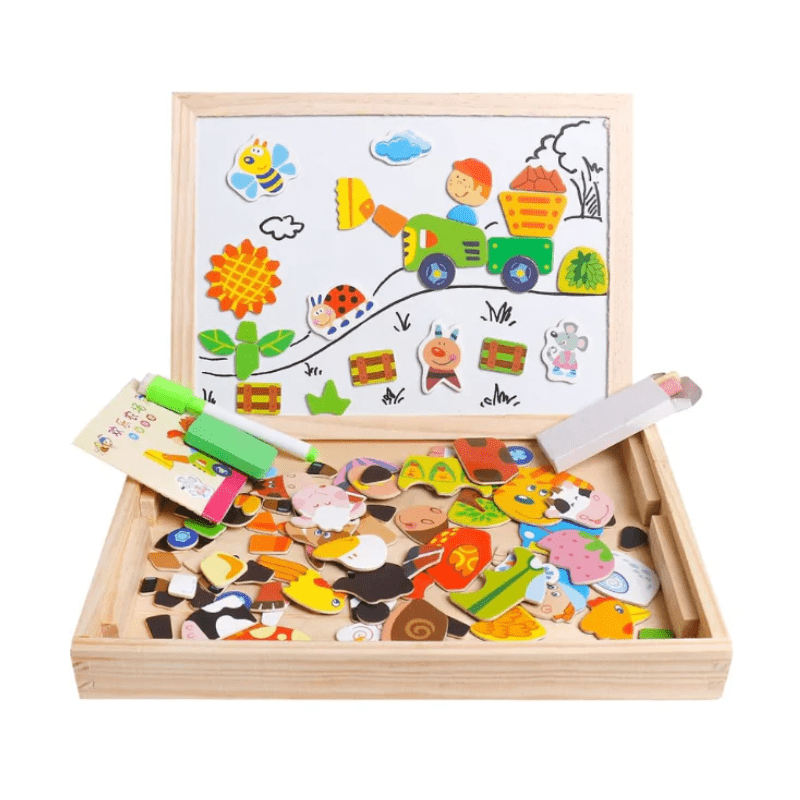 Magnetisch Tekenbord 2-in-1 voor Kinderen van Beukenhout - Krijtoppervlak & Magnetisch Whiteboard 3