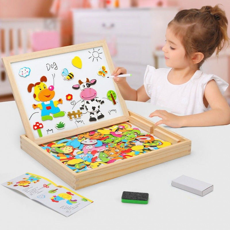 Magnetisch Tekenbord 2-in-1 voor Kinderen van Beukenhout - Krijtoppervlak & Magnetisch Whiteboard 4