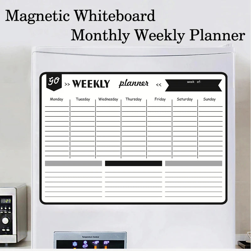 Magnetische A3 Planner – Droog Uitwisbaar Whiteboard met 8 Markers en Gum voor Maand- en Weekplanning 1