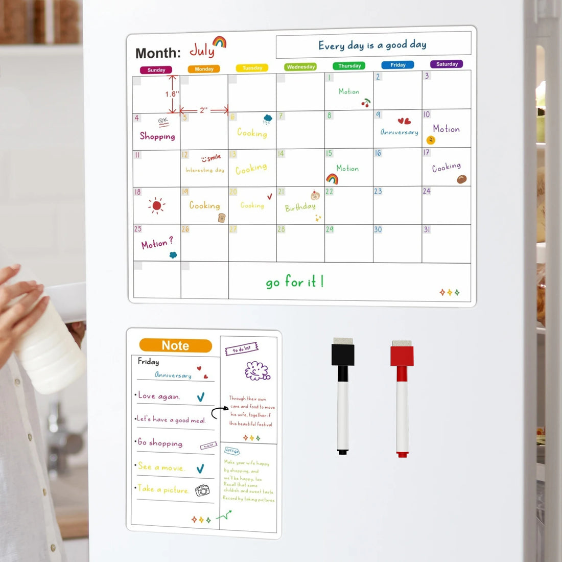 Magnetische Kalender voor Koelkast – Droog Uitwisbaar Whiteboard met Pen voor Planning 0