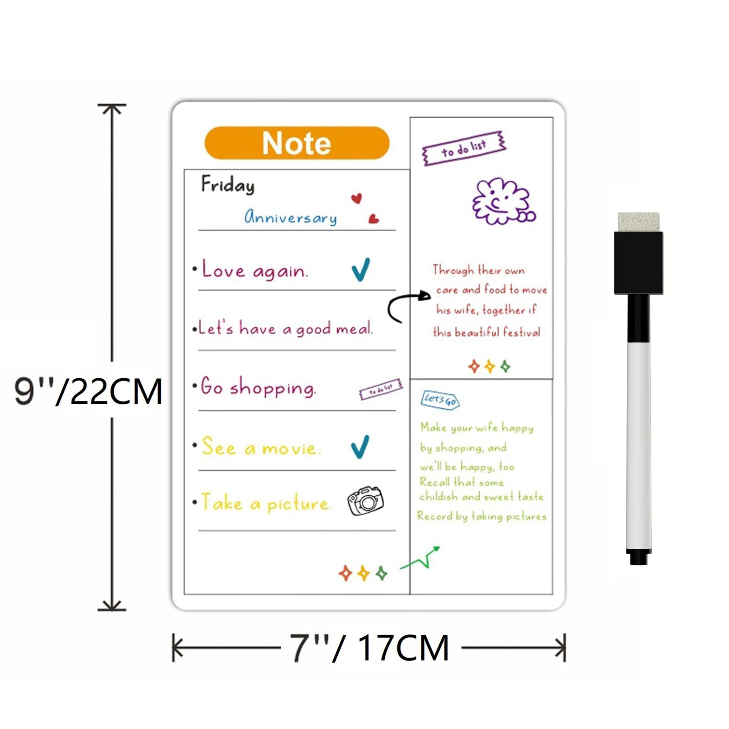Magnetische Kalender voor Koelkast – Droog Uitwisbaar Whiteboard met Pen voor Planning 8