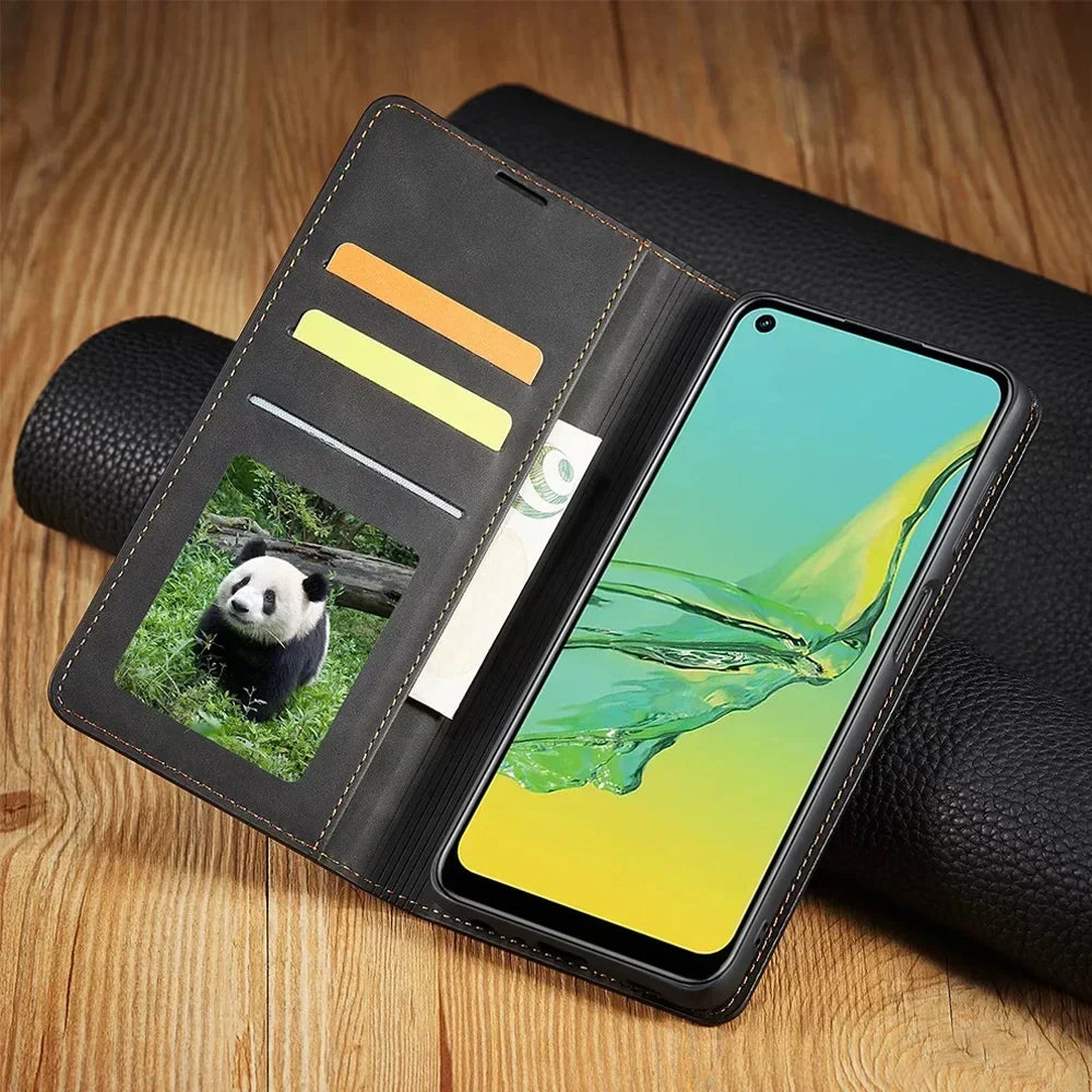Magnetische Lederen Telefoonhoes Samsung – Stijlvolle Bescherming met Flip-Cover en Kaarthouder | Sansoti 1