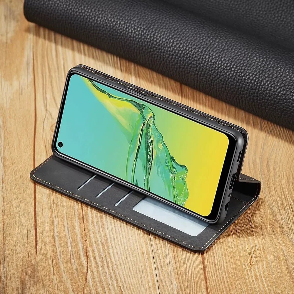 Magnetische Lederen Telefoonhoes Samsung – Stijlvolle Bescherming met Flip-Cover en Kaarthouder | Sansoti 2