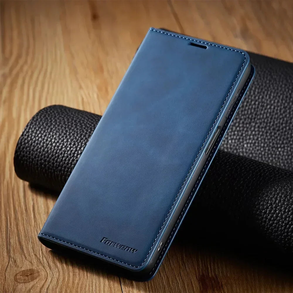 Magnetische Lederen Telefoonhoes Samsung – Stijlvolle Bescherming met Flip-Cover en Kaarthouder | Sansoti 4
