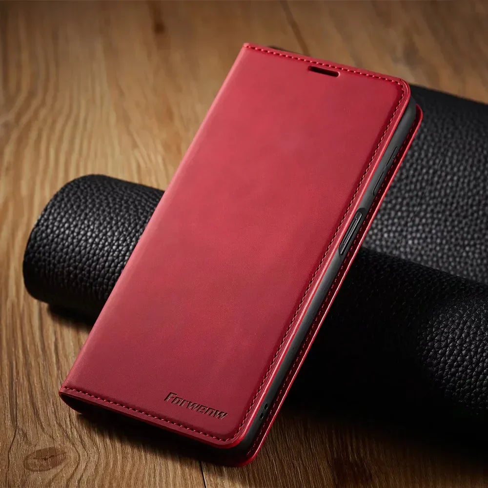 Magnetische Lederen Telefoonhoes Samsung – Stijlvolle Bescherming met Flip-Cover en Kaarthouder | Sansoti 5