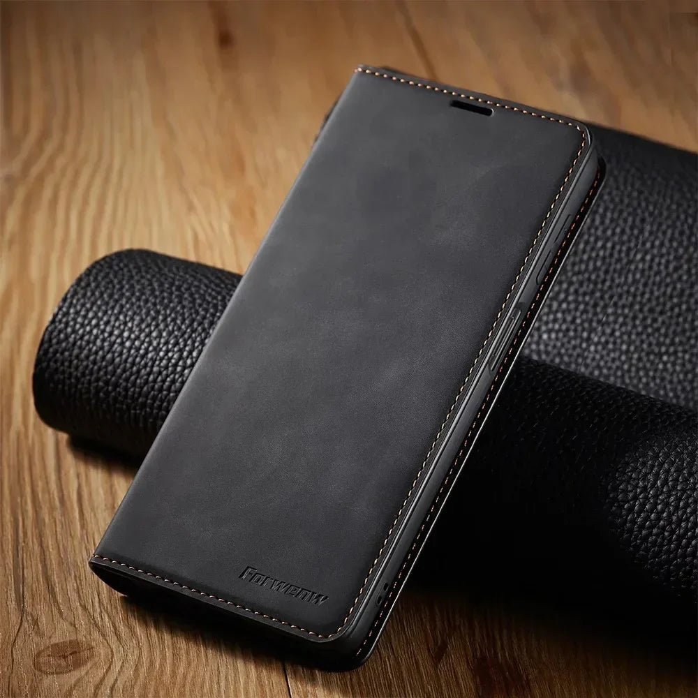 Magnetische Lederen Telefoonhoes Samsung – Stijlvolle Bescherming met Flip-Cover en Kaarthouder | Sansoti 6