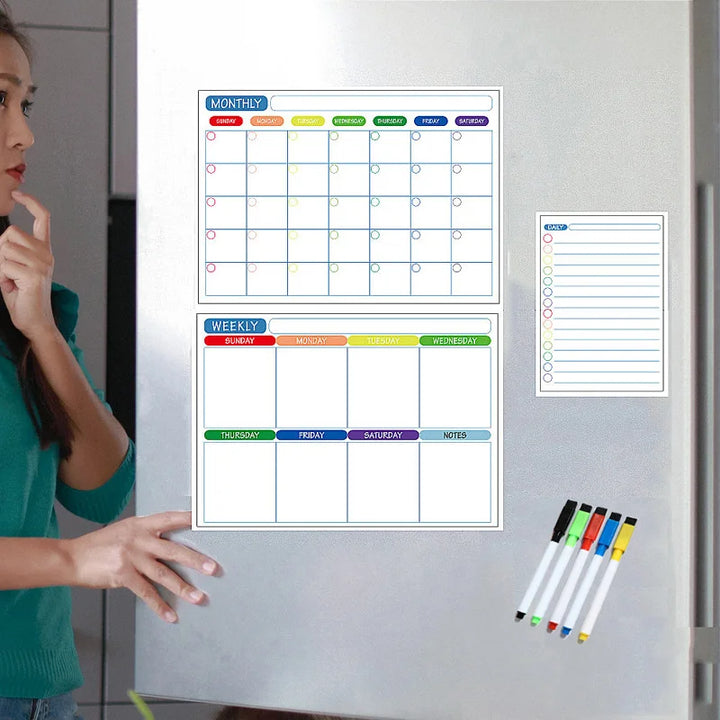 Magnetische whiteboard kalender voor koelkast met maand- en weekplanner 1