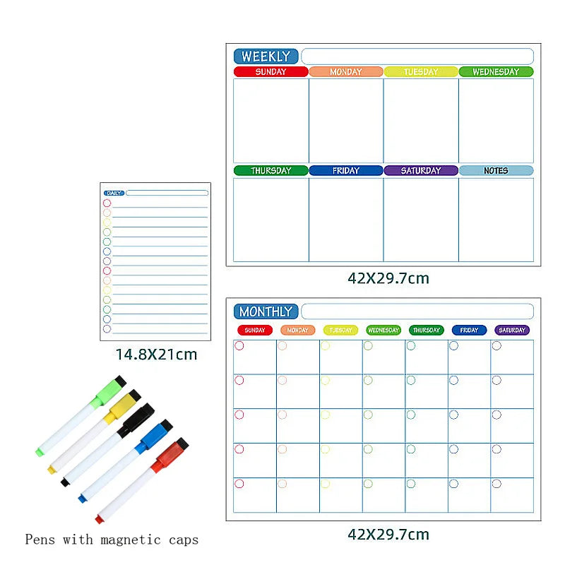 Magnetische whiteboard kalender voor koelkast met maand- en weekplanner 6