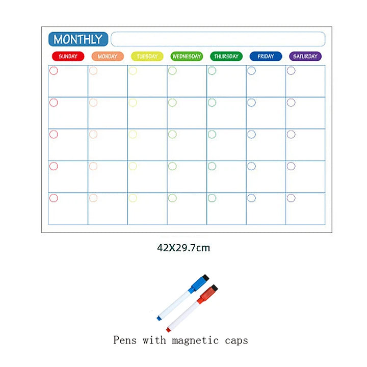Magnetische whiteboard kalender voor koelkast met maand- en weekplanner 9