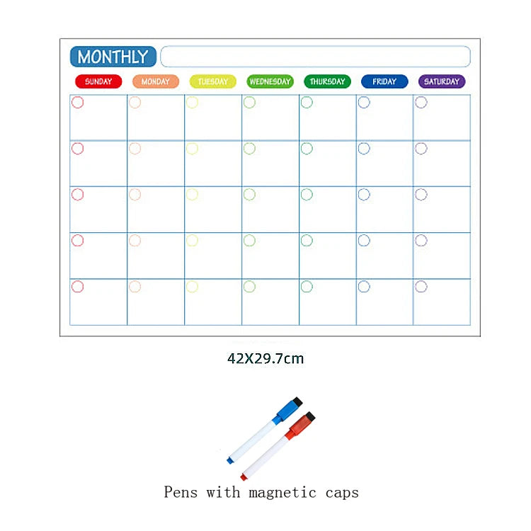 Magnetische whiteboard kalender voor koelkast met maand- en weekplanner 9