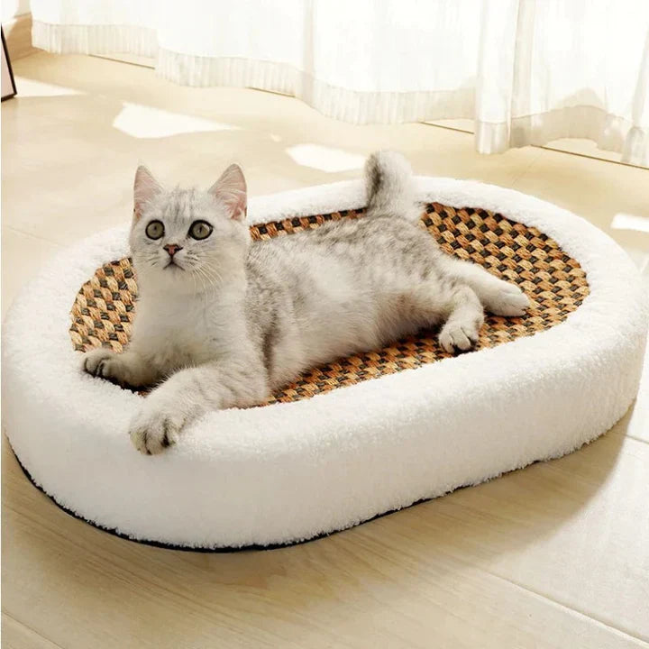 Clawora – Rascador de madera con sisal y superficie para tumbarse – mueble elegante para gatos