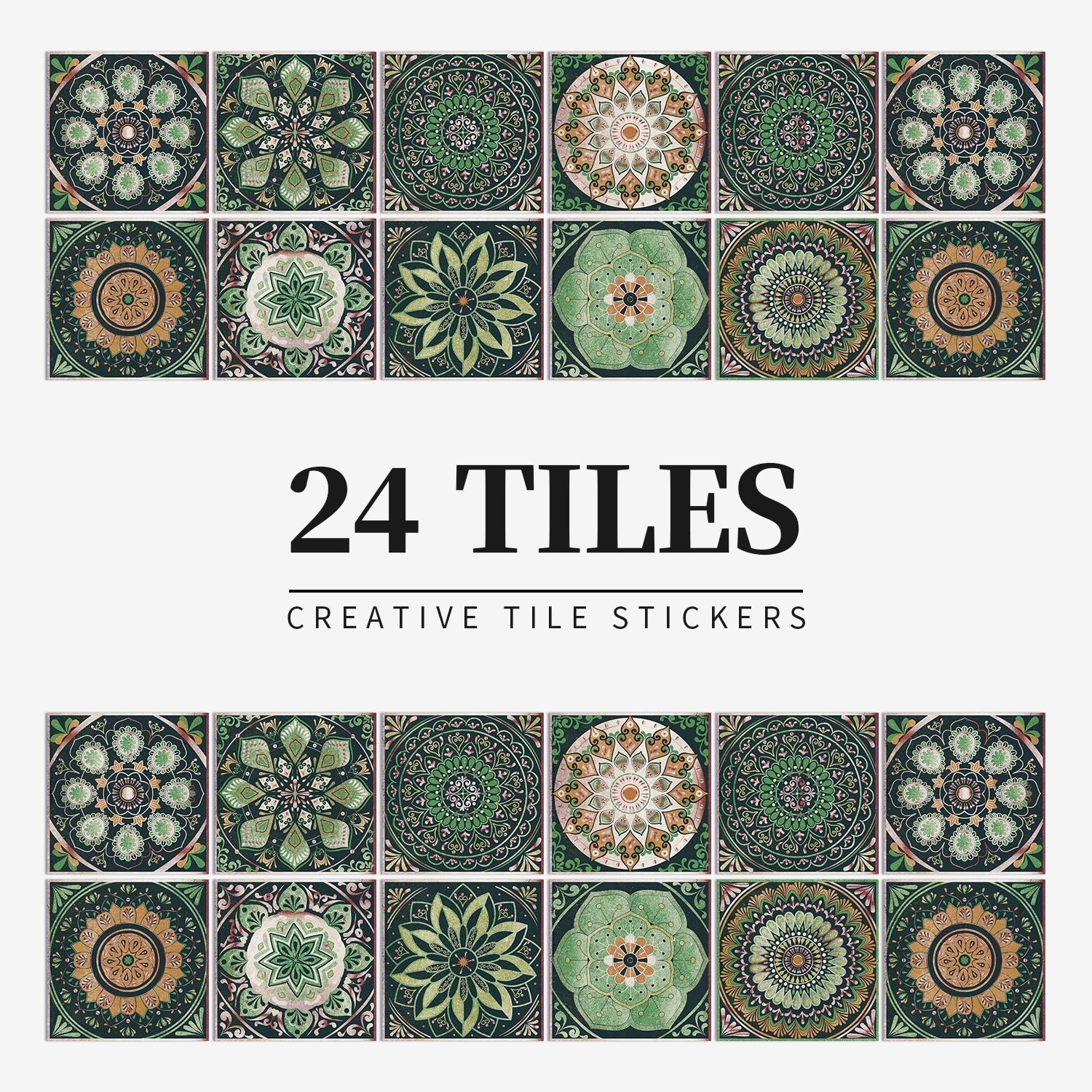 MandalaPatch | 24 Mandala Tegel Stickers - Europese Stijl, Peel & Stick, Waterdicht Vinyl Muur- & Vloerstickers 10