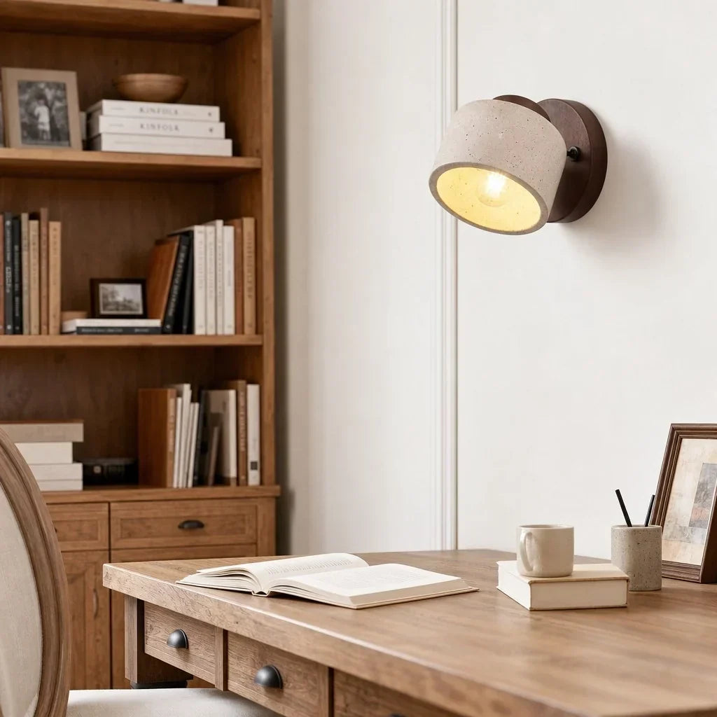 Maris Adjustable Travertine Wood Wall Sconce 1