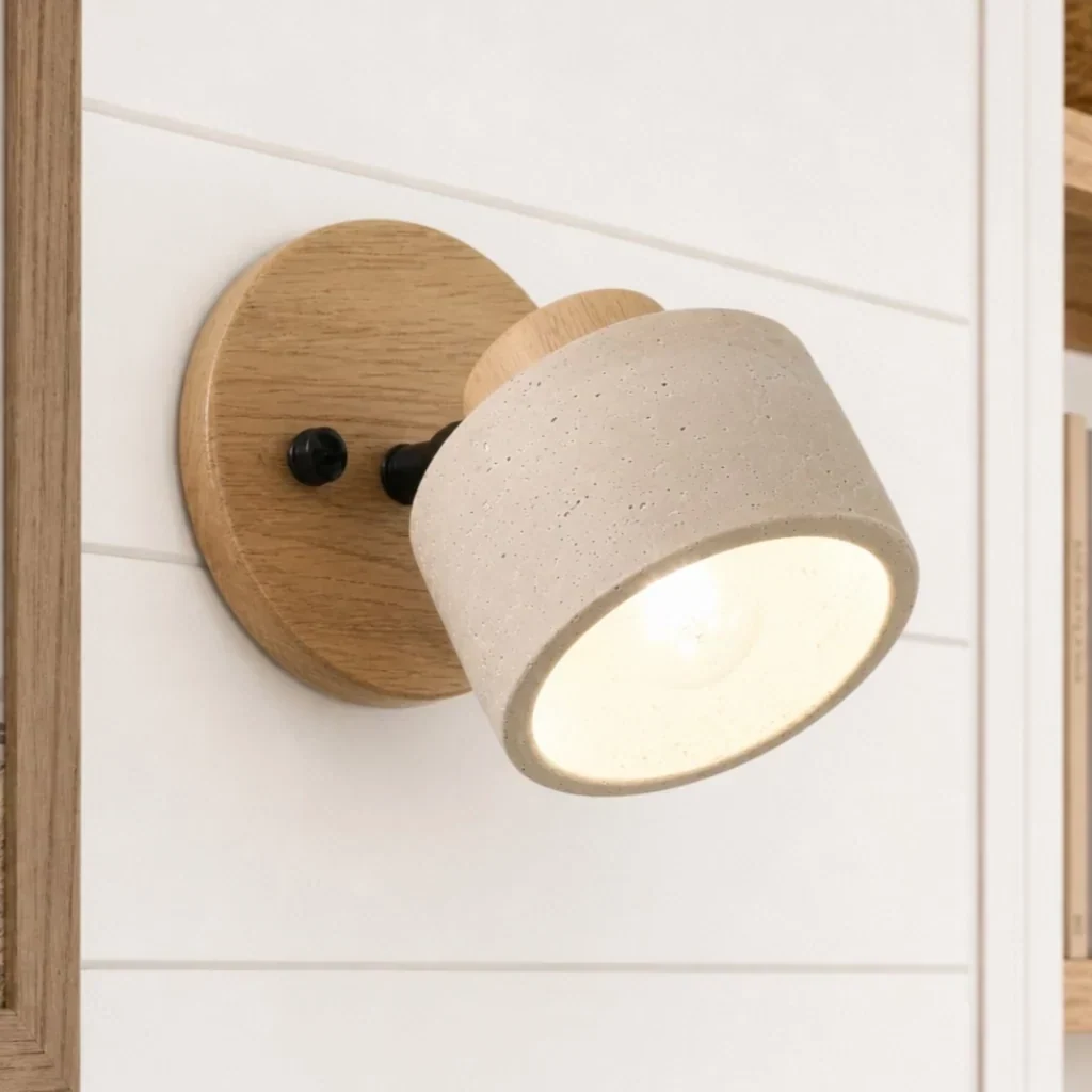 Maris Adjustable Travertine Wood Wall Sconce 6