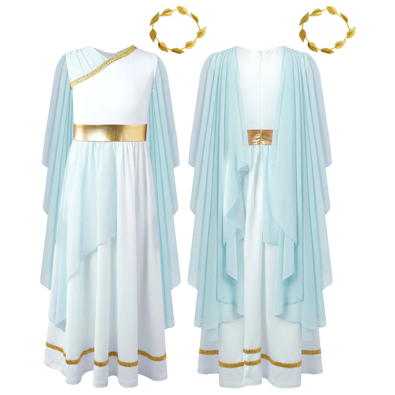 Meisjes Jurk - Griekse Prinses met Gouden Tailleband en Tule voor Carnaval 10