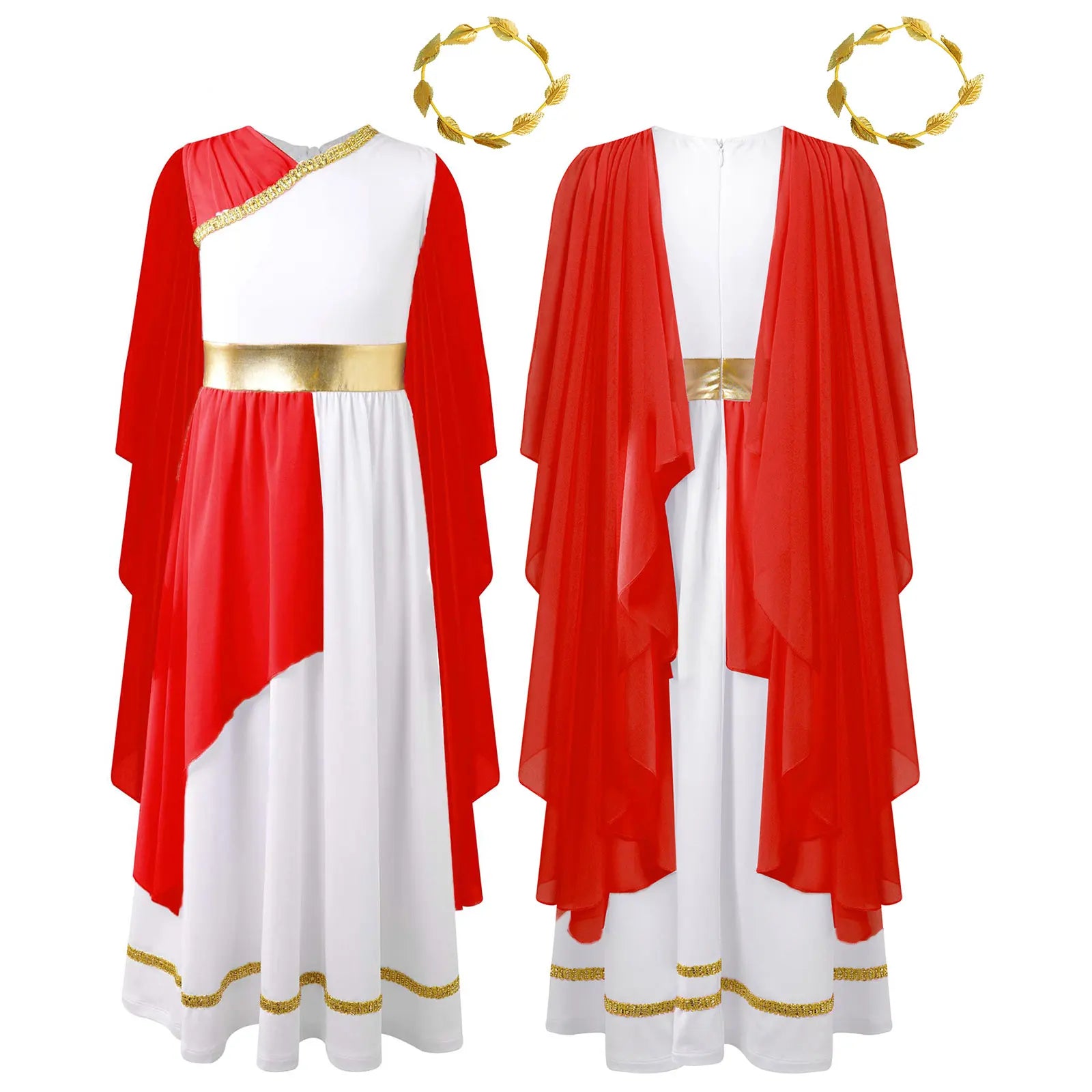 Meisjes Jurk - Griekse Prinses met Gouden Tailleband en Tule voor Carnaval 11