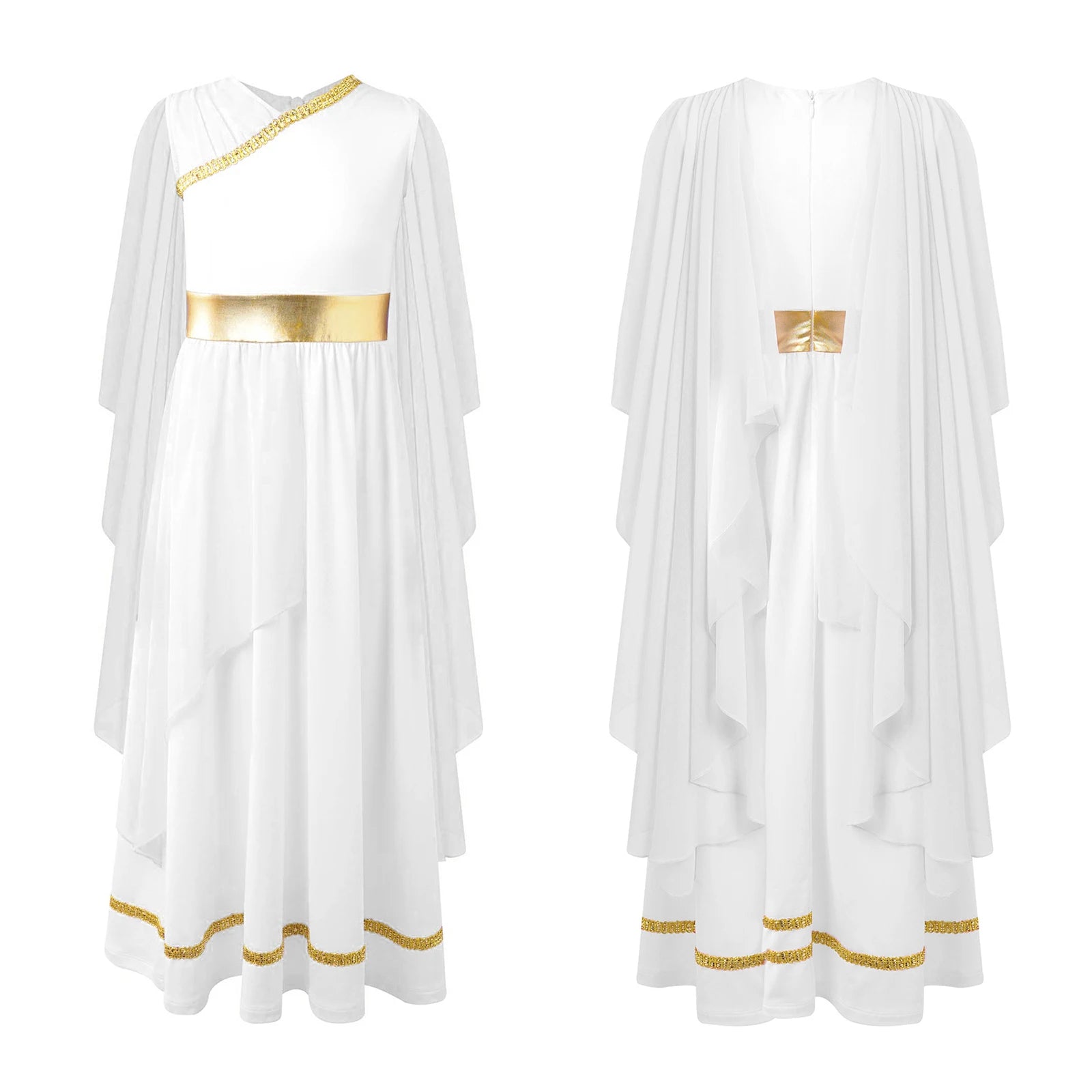 Meisjes Jurk - Griekse Prinses met Gouden Tailleband en Tule voor Carnaval 12