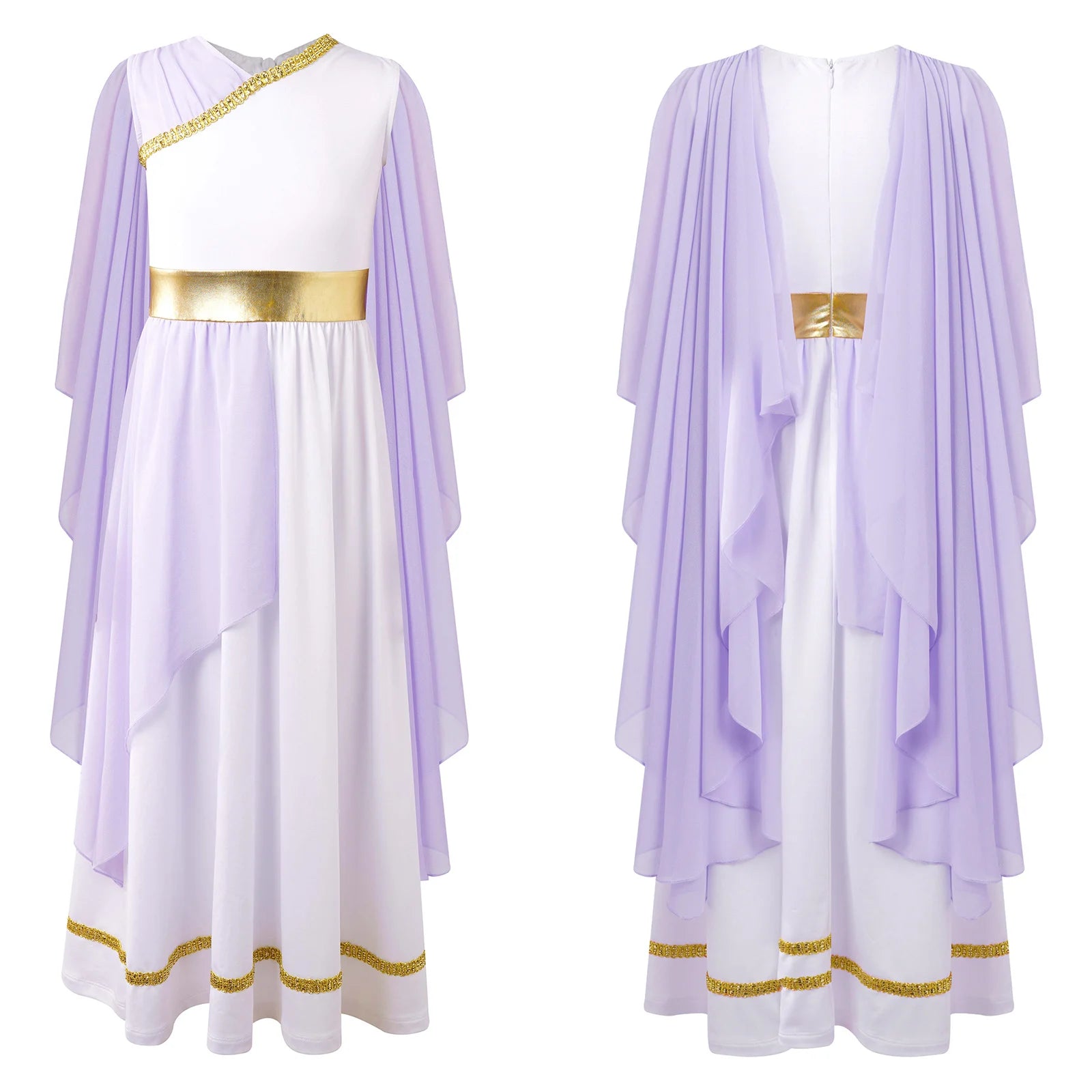 Meisjes Jurk - Griekse Prinses met Gouden Tailleband en Tule voor Carnaval 13