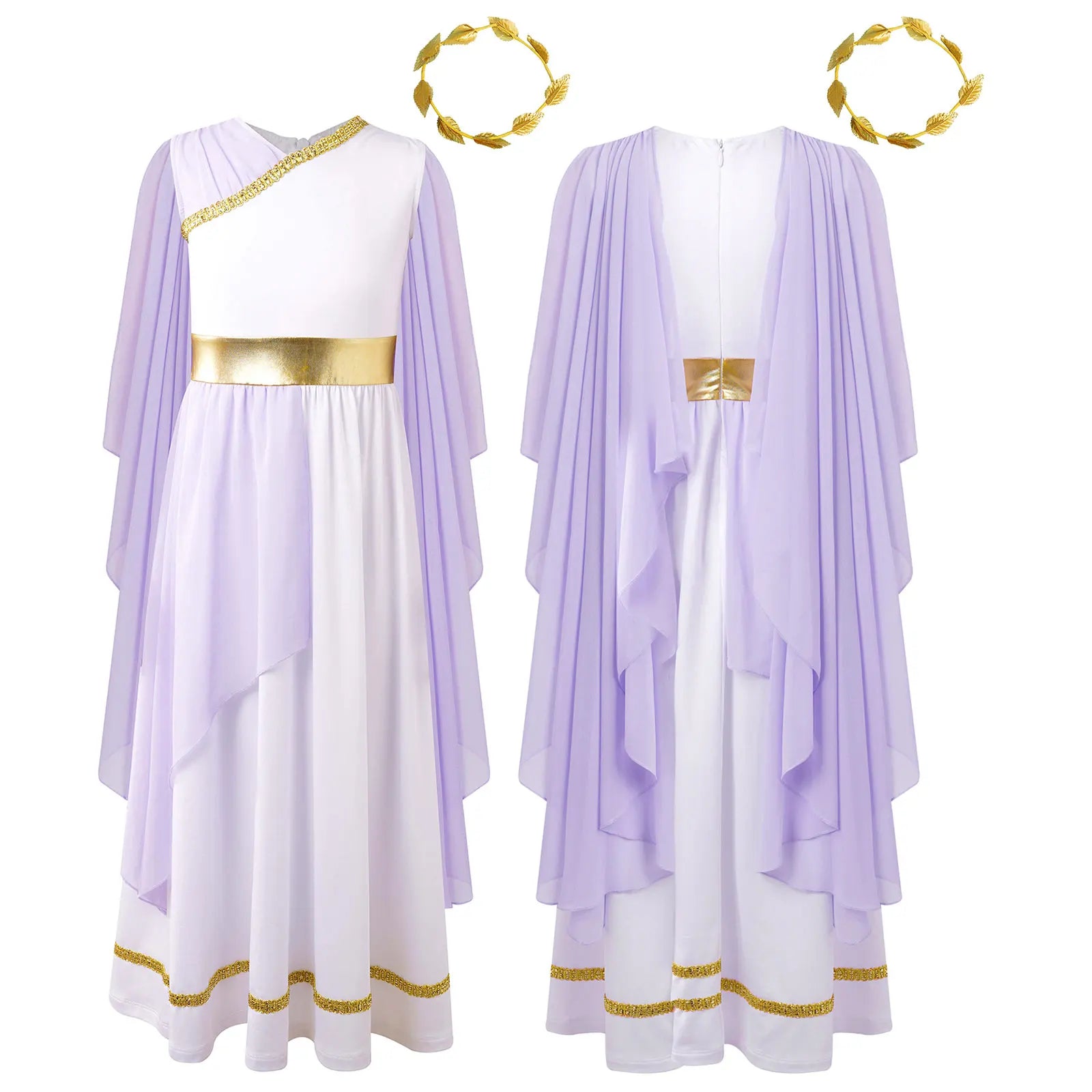 Meisjes Jurk - Griekse Prinses met Gouden Tailleband en Tule voor Carnaval 8