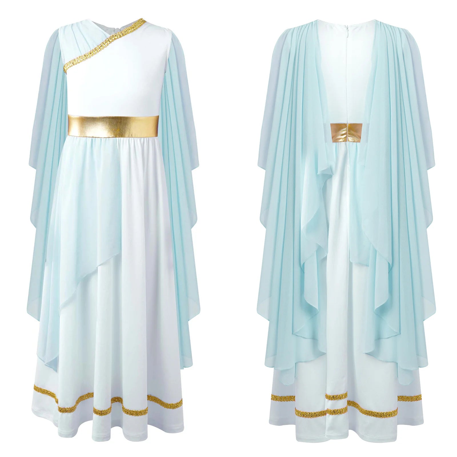 Meisjes Jurk - Griekse Prinses met Gouden Tailleband en Tule voor Carnaval 9