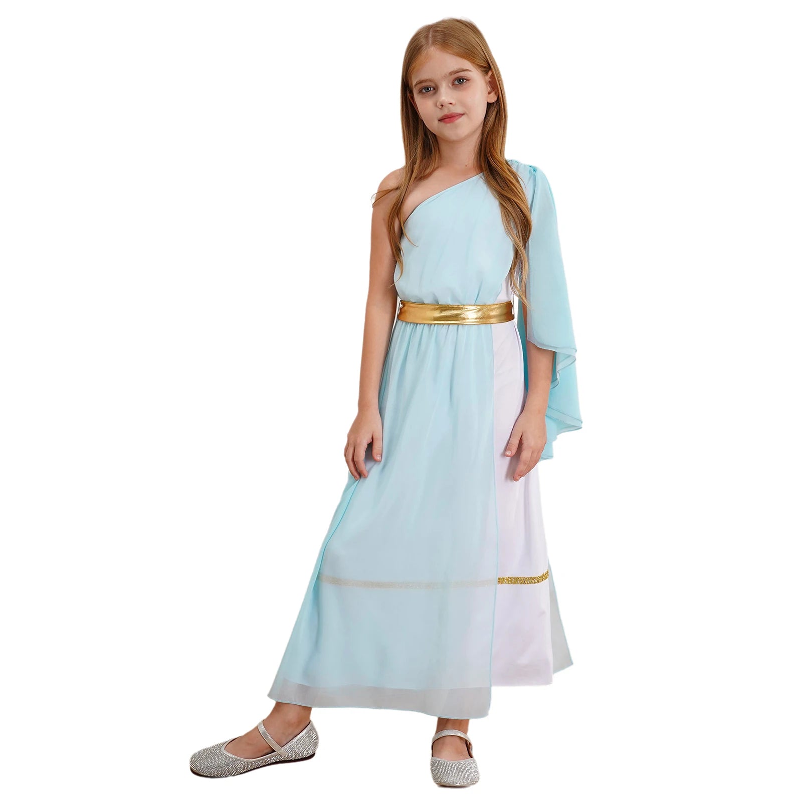 Meisjes Jurk – Griekse Toga met Ruches, Eén Schouder, Maxi voor Dans en Cosplay 1