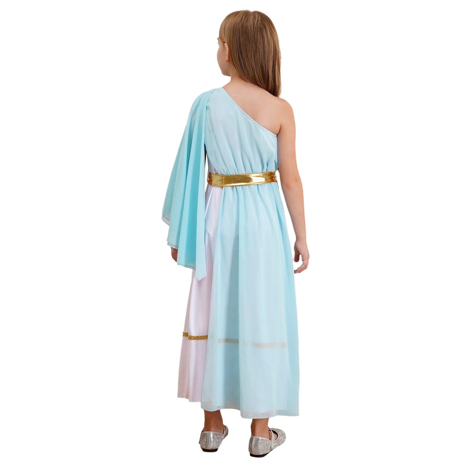 Meisjes Jurk – Griekse Toga met Ruches, Eén Schouder, Maxi voor Dans en Cosplay 3
