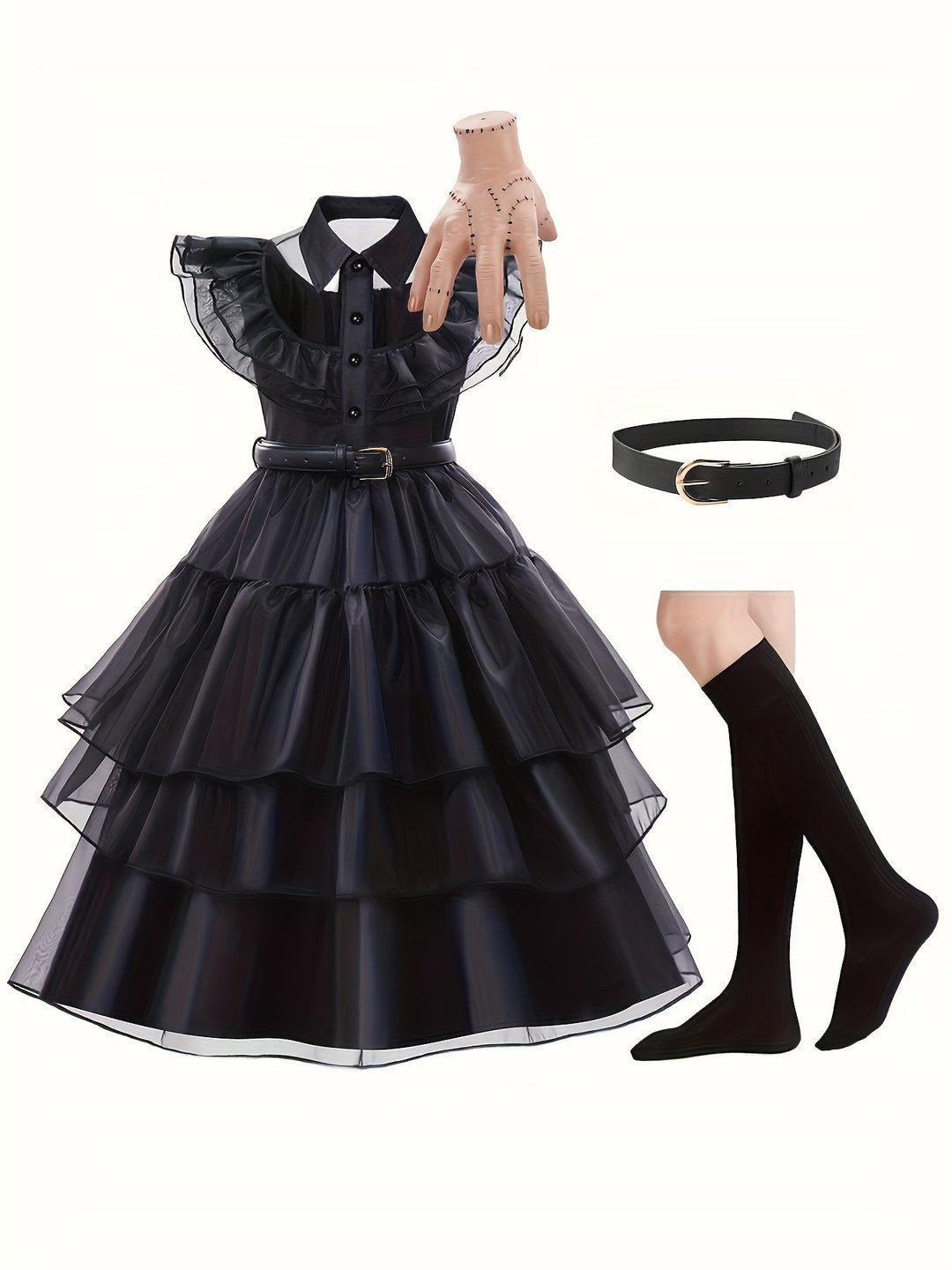 Meisjes Rimpelige Gotische Halloween Kostuum Jurk | Gelaagde Mini 6