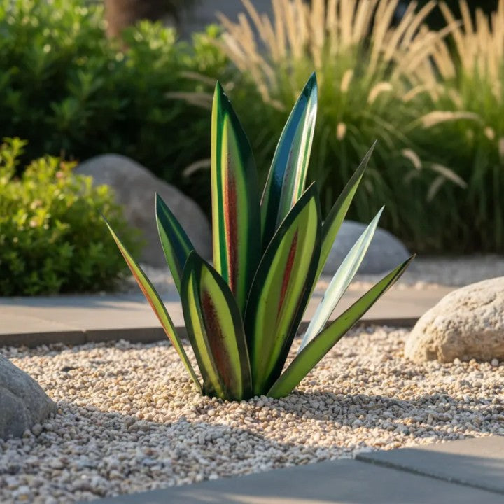 Metalen Agave – Weerbestendig decoratief tuinbeeld in roestkleur voor bloemperken en terrassen 3