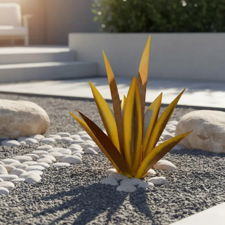Metalen Agave – Weerbestendig decoratief tuinbeeld in roestkleur voor bloemperken en terrassen 6