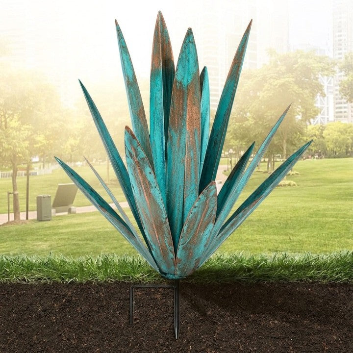 Metalen Agave – Weerbestendig decoratief tuinbeeld in roestkleur voor bloemperken en terrassen 7