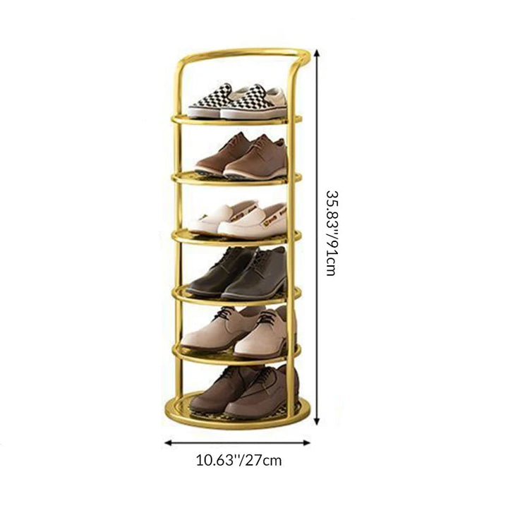 Metalen Schoenenrek Rond 5-8 Lagen Zwart Wit Goud Hal Garderobe Slaapkamer Plattebesparend Minimalistisch | Sansoti 5