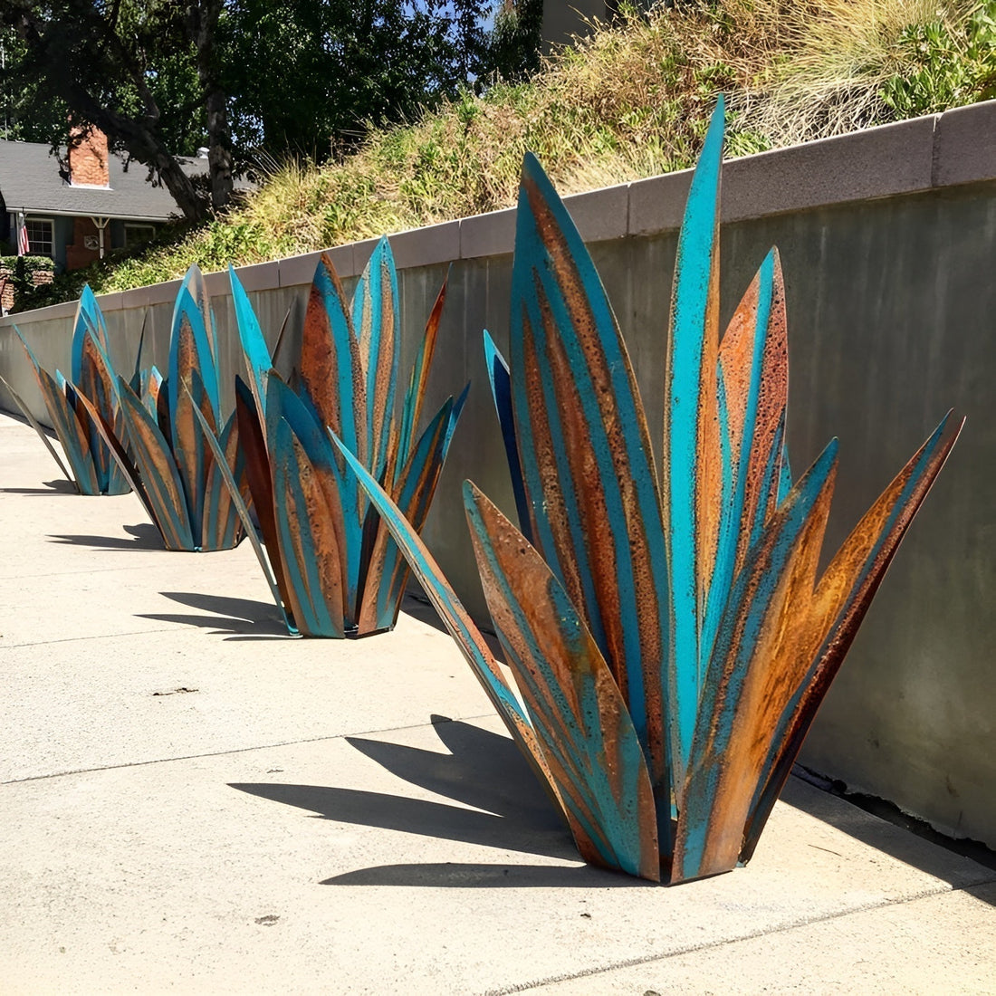 Metalen agave tuinbeeld van roestvrij staal voor tuin, terras en interieurdecoratie | Sansoti 0