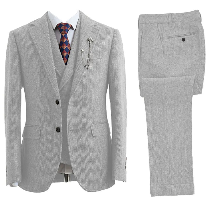 Michael - 3-Piece Herringbone-Patterned Suit 2