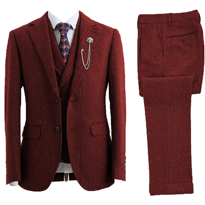 Michael - 3-Piece Herringbone-Patterned Suit 4