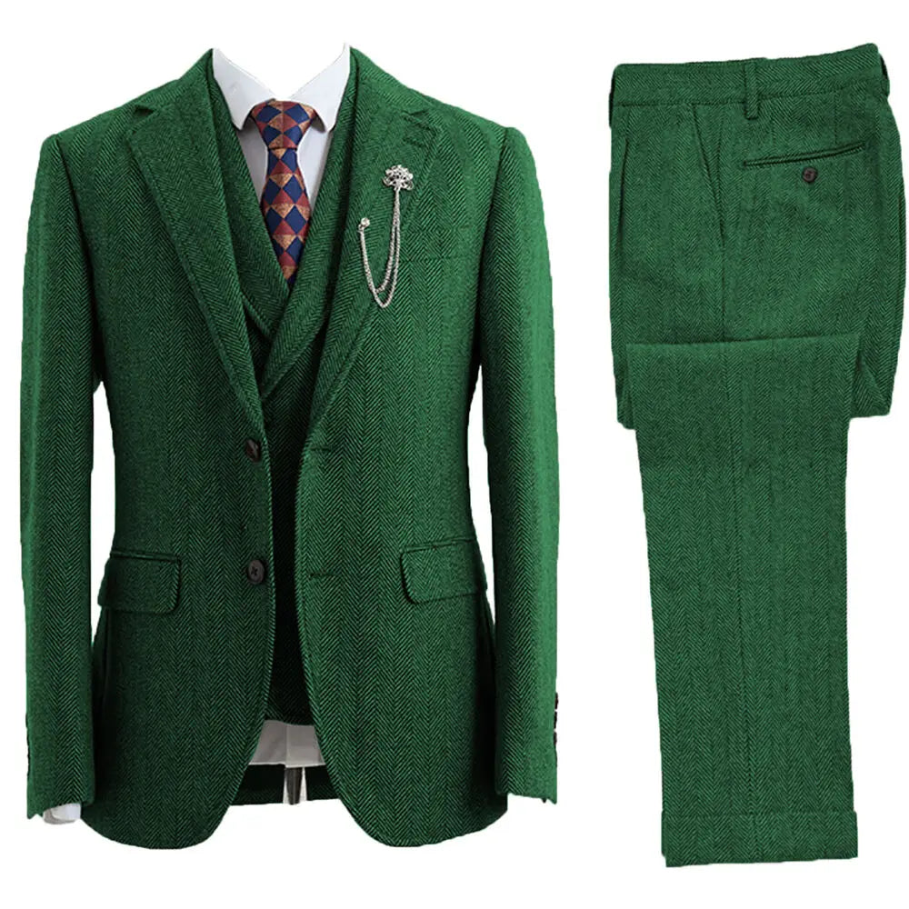 Michael - 3-Piece Herringbone-Patterned Suit 6
