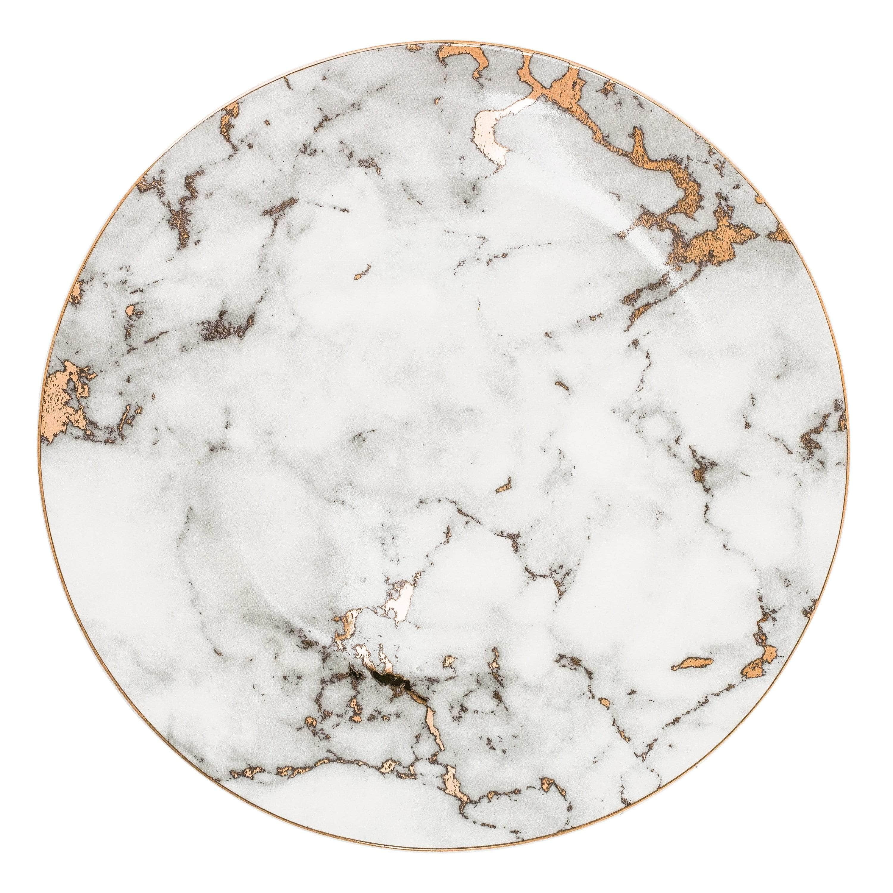 Michaelangelo | Luxe Marmeren Porseleinen Borden met Gouden Rand – Dessert-, Steak- & Dinerborden 0