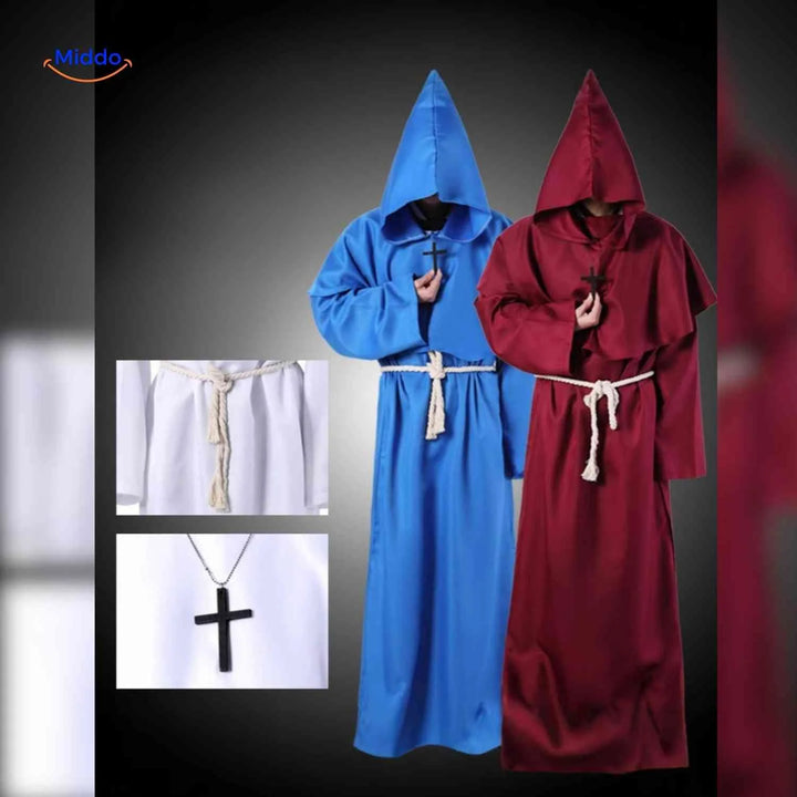 Middeleeuws Monniksgewaad met Capuchon Unisex Verkleedkostuum voor Themafeesten Halloween Cosplay Carnaval | Sansoti 6