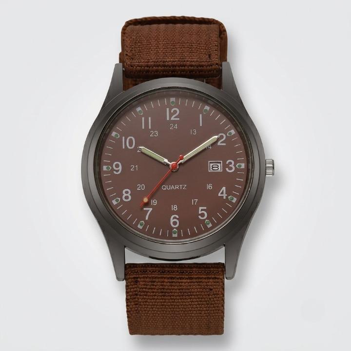 Militair herenhorloge – Analoog outdoorhorloge met nylon band en datumaanduiding 5