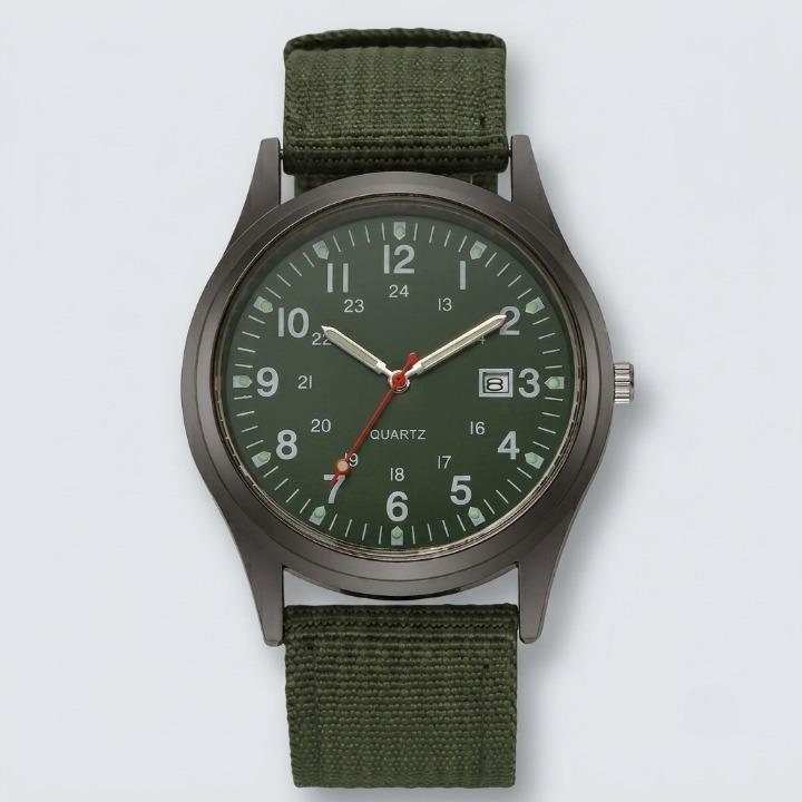 Militair herenhorloge – Analoog outdoorhorloge met nylon band en datumaanduiding 6