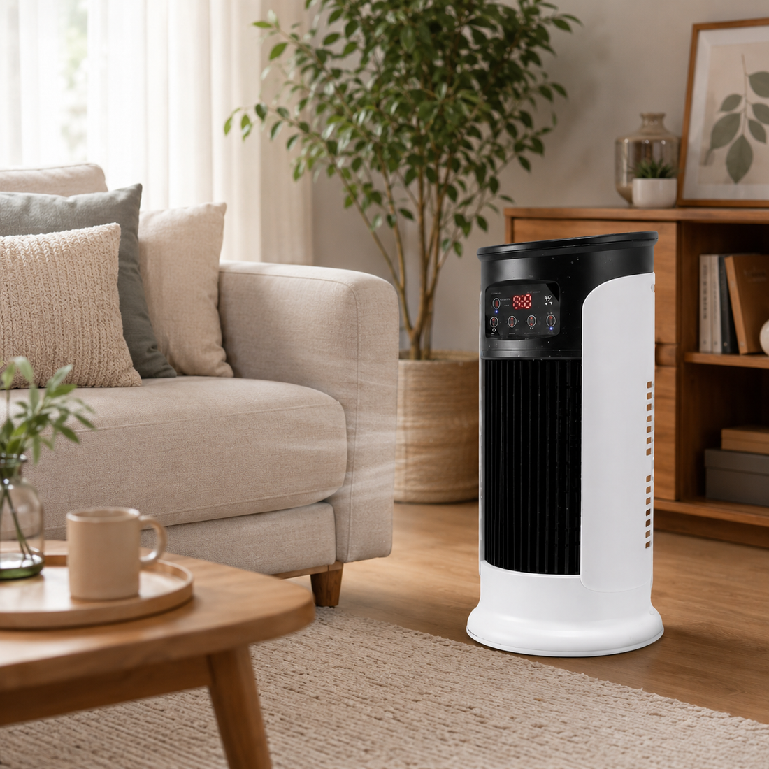 Mini-torenventilator – Compacte ventilator met 3 snelheden en een timer van 8 uur. 0