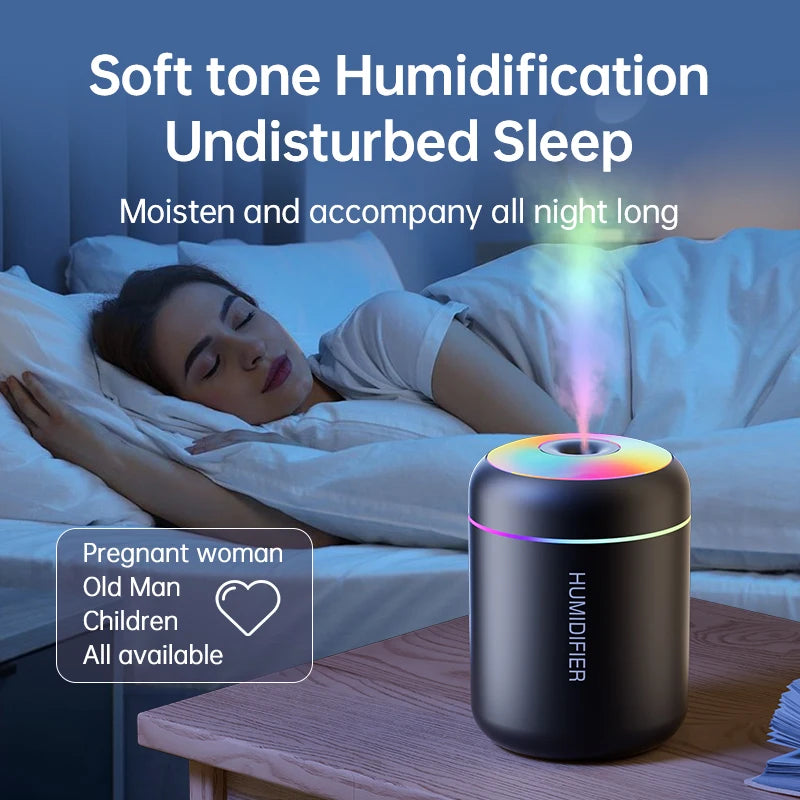 Mini Luchtbevochtiger 180ml met USB, Aromatherapie en Sfeerverlichting voor Slaapkamer en Auto 2