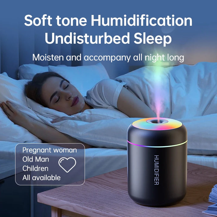 Mini Luchtbevochtiger 180ml met USB, Aromatherapie en Sfeerverlichting voor Slaapkamer en Auto 2