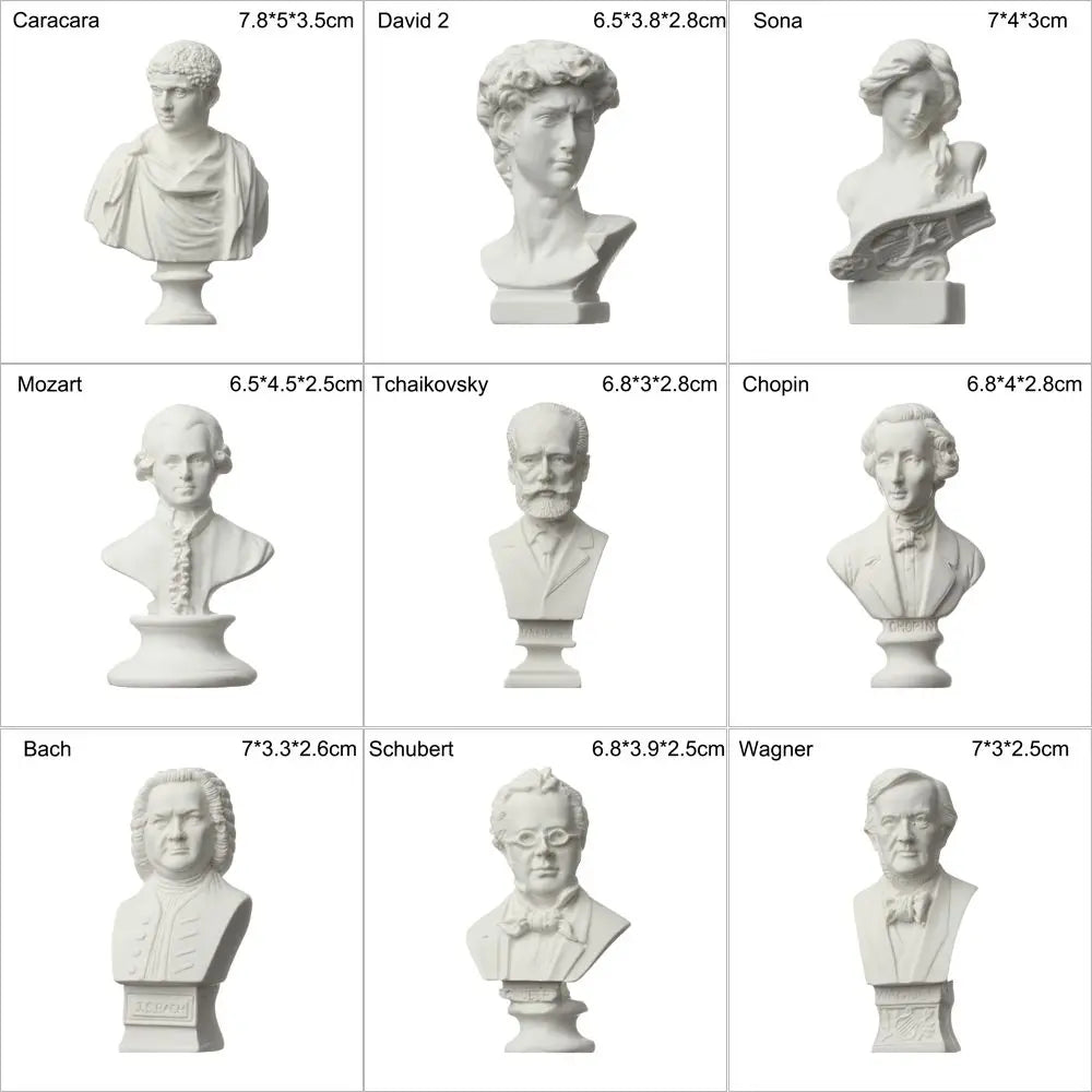 Mini gips buste beeldje 5-7 cm wit Griekse mythologie decoratie 5